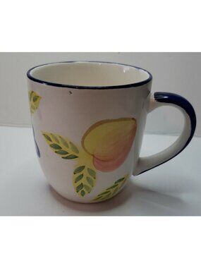 Artist's Touch Orchard Jubilee 4" Coffee Mug Fruit Blue Trim Discontinued